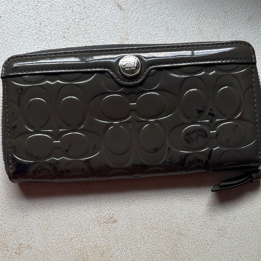 Coach Grey Patent Leather Wallet